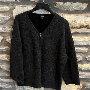 Charcoal V-Neck Zip Sweater